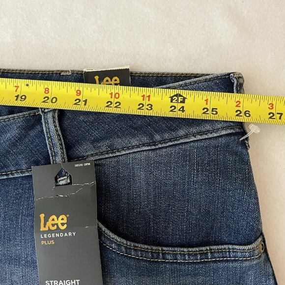 Lee Women's Legendary Stretch Blue Denim Jeans Plus Sz 30W Straight Mid Rise NWT - Picture 9 of 12